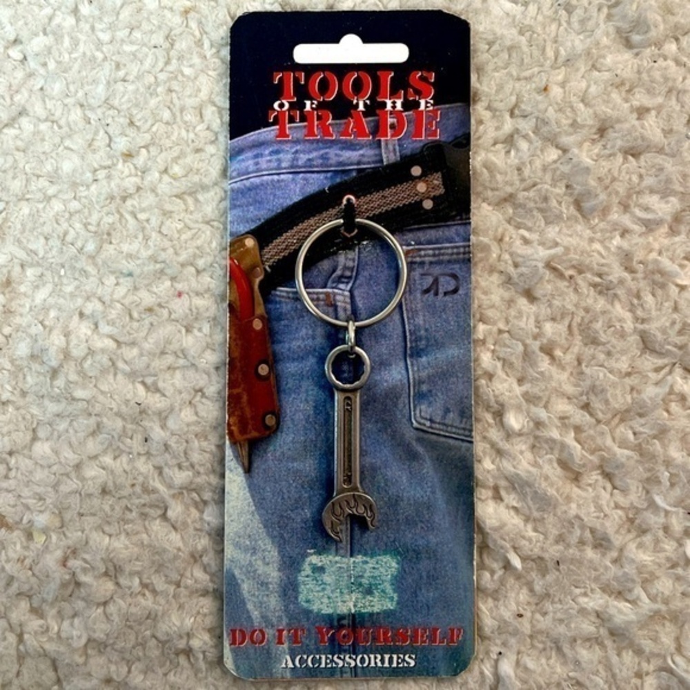 Tools of the Trade Wrench Shape Silver Keychain